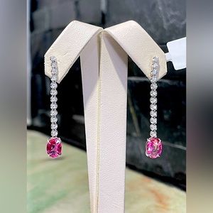 Diamond & Tourmaline Drop Earrings In 18k White Gold